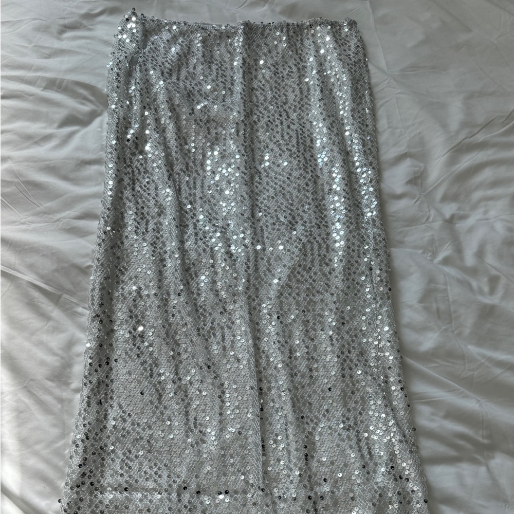 Silver Sequin Maxi Skirt